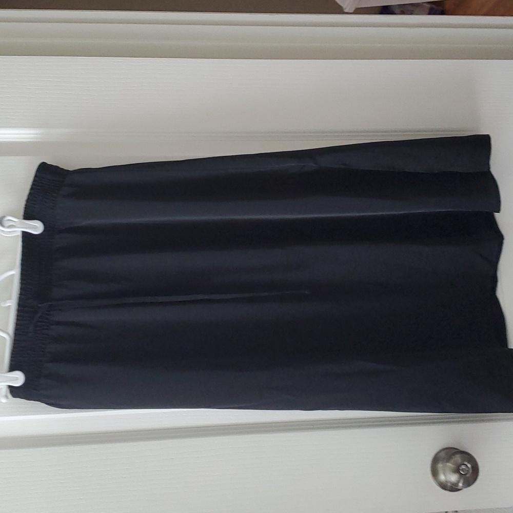 Satiny Black Drawstring Midi Skirt